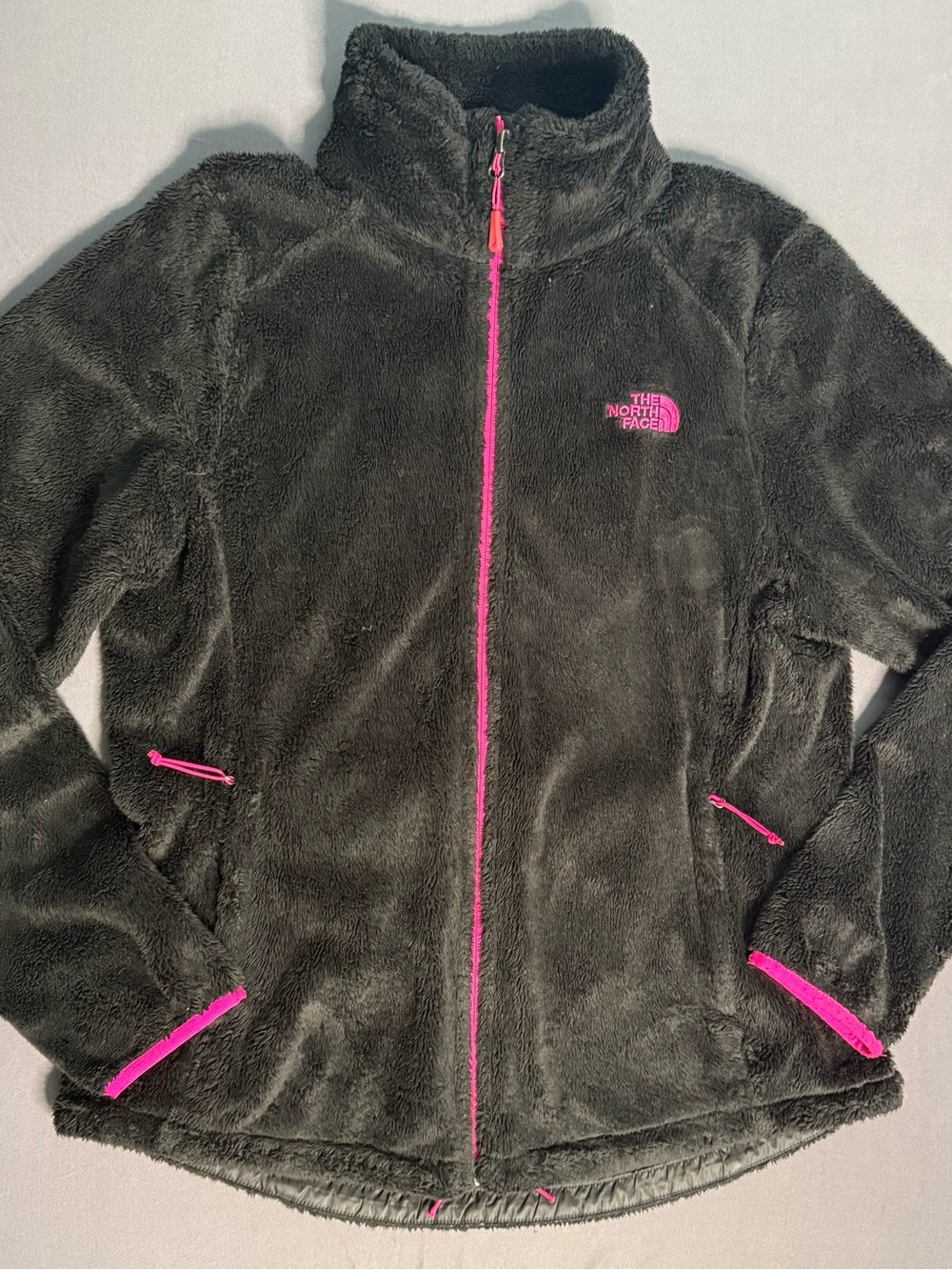 The North Face Teddy Bear Full Zip Up Black and Pink Sz Large